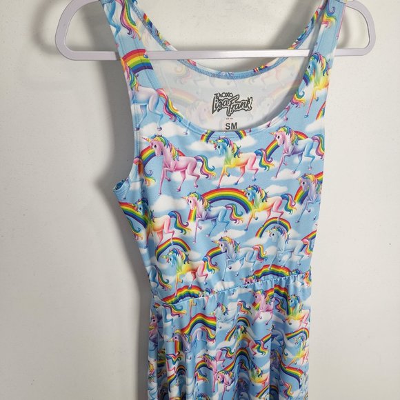 Lisa Frank Rainbow Unicorn Skater Dress Pastel Goth - Picture 3 of 9